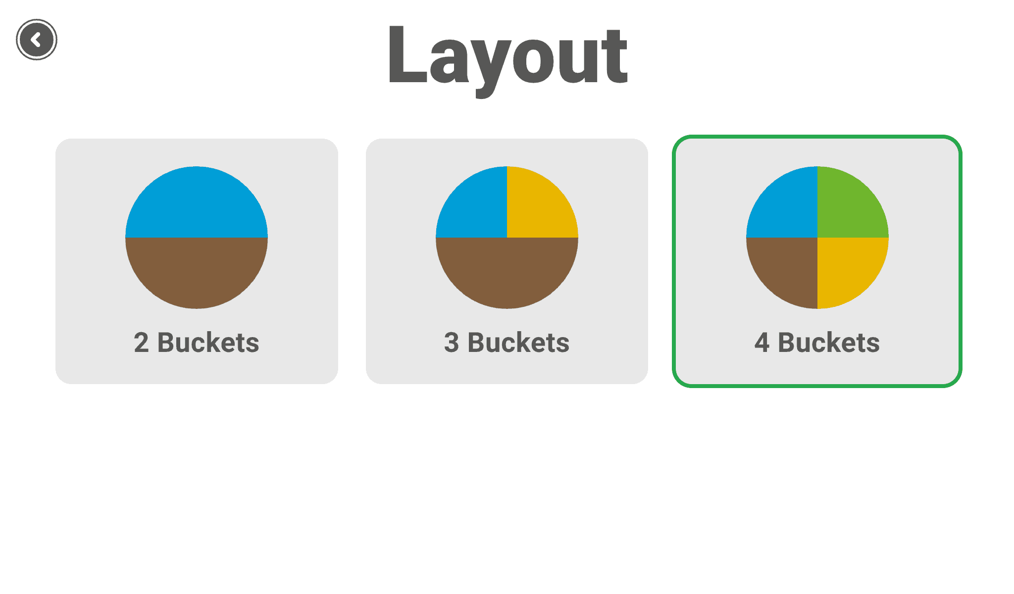 Configuring the bin layout between 2, 3, or 4 compartments in ameruOS